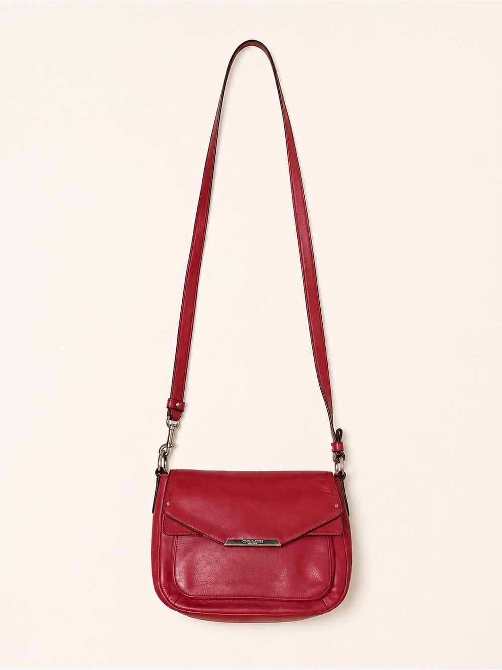 Coach Taylor Mini Flap Crossbody Bag F31844 Berry Red Leather - Picture 2 of 12
